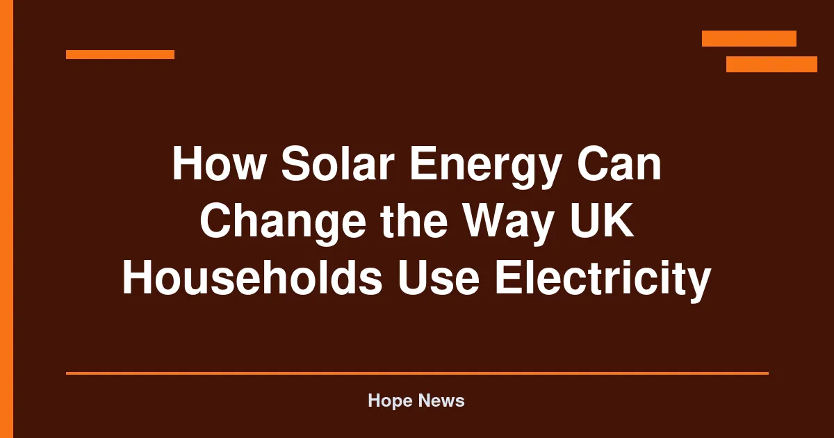 How Solar Energy Can Change the Way UK Households Use Electricity